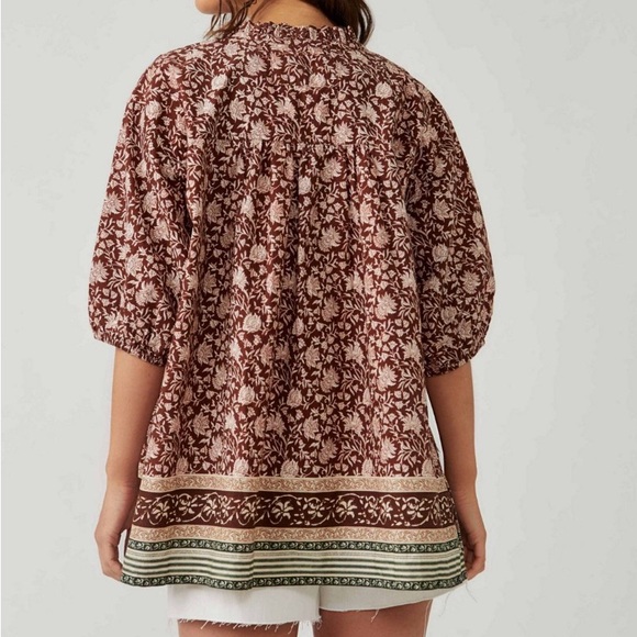 🌺👚Free People Border Batik Buttondown Top Blouse – S 8 10 2025 Trendy - Picture 6 of 14